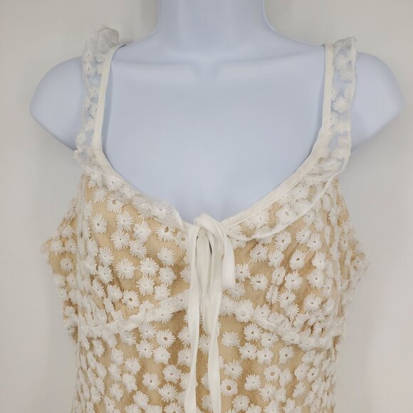 Lulus Charmaine White / Nude Embroidered Mini Babydoll Top Mini Dress Medium - Picture 4 of 13